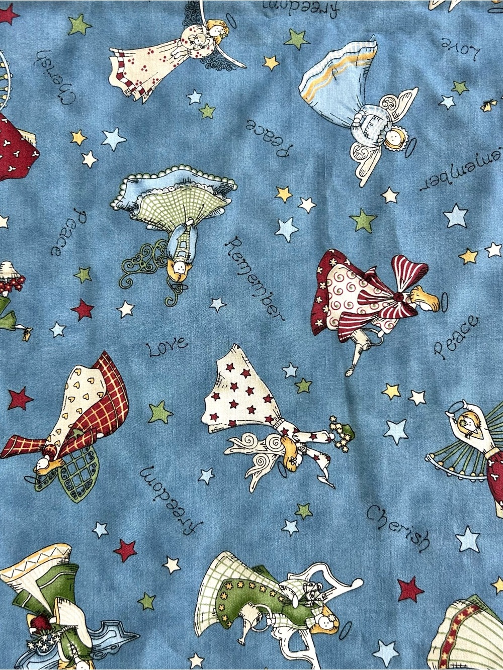 Leslie Beck Country Angel Fabric VIP Cranston Fabric Americana 45”W X  7 Yds New